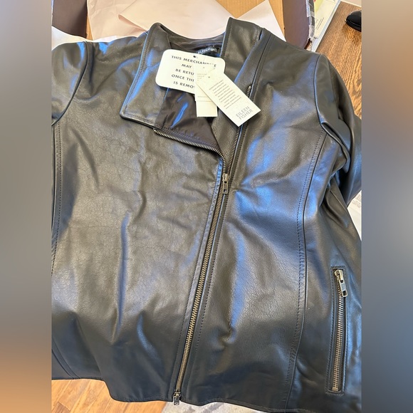 EILEEN FISHER - NWT - Women’s Moto Jacket LEATHER Sz L - BLACK - Picture 3 of 15
